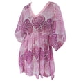 thumbnail image 1 of HAPPY BAY Women's Loose Bathing Suit Cover-up Mini Caftan S-M Blush, Boho, 1 of 2