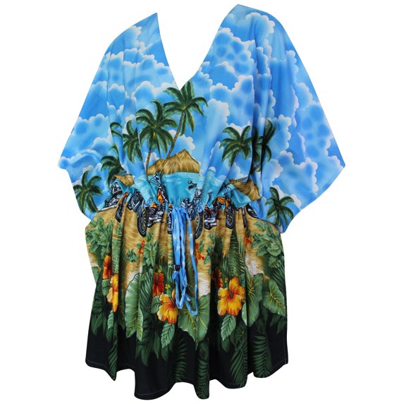 HAPPY BAY Women's Loose Beach Fashion Swimsuit Cover ups 3X-4X Blue-R196