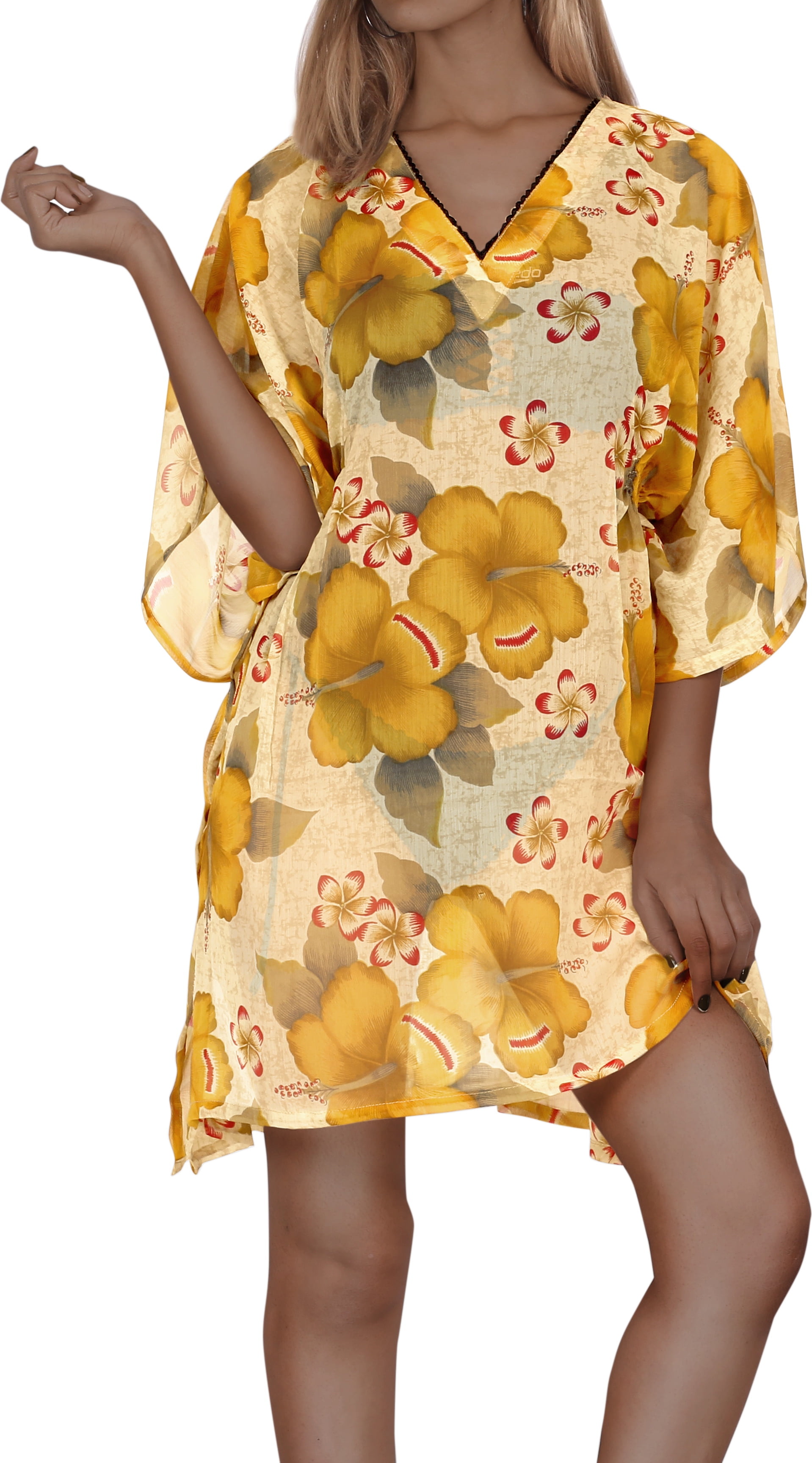 HAPPY BAY Women's Loose Bohemian Bathing Suit Cover Ups M-L Cream-AA544 ...