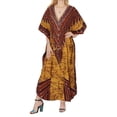 thumbnail image 1 of HAPPY BAY Women's Loose Caftan Long Boho Sleepwear Loungewear Dashiki House Dress 2X-3X Brown, Stripes, 1 of 3