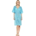 thumbnail image 1 of HAPPY BAY Women's Loose Caftan Mini Loungewear Tunics House Dress 2X-3X Mary Blue_S59, 1 of 3