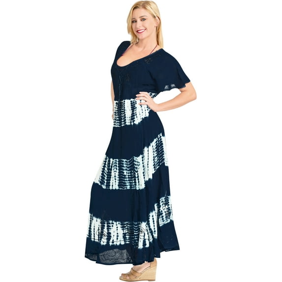 HAPPY BAY Women's Loose Fashion House Wear Swing Dresses L-XL Denim, Tie Dye