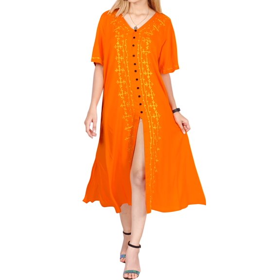 HAPPY BAY Women's Loose Holiday House Wear Beach Dresses 12-16 Orange-AC916