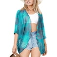 thumbnail image 1 of HAPPY BAY Women's Loose Kimono Casual Outwear Beachwear Bohemian Cover Up Top Dress Holiday Duster Cardigans for Women S Floral, Blue, 1 of 5