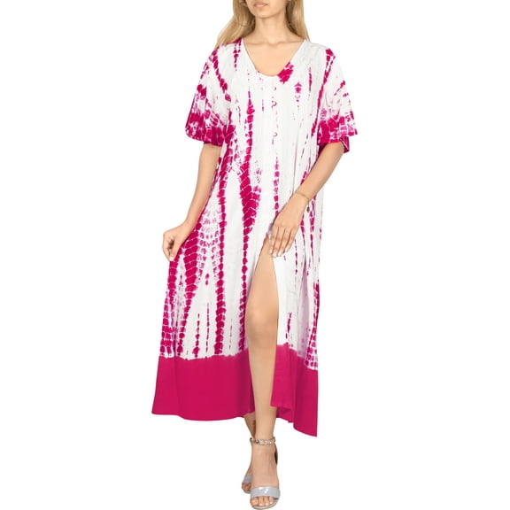 HAPPY BAY Women's Loose Tunics House Wear Beach Dresses 12-16 Pink-AC924
