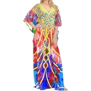 HAPPY BAY Women's Loungewear African Beach Maxi Plus Size Kaftan Casual Long Slit Dress Caftan Dresses for Women One Size Old Gold, Jewels