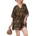 thumbnail image 1 of HAPPY BAY Women's Loungewear African Plus Size Party Bathing Suit Cover Ups 3X-4X Brown, Leaves, 1 of 5