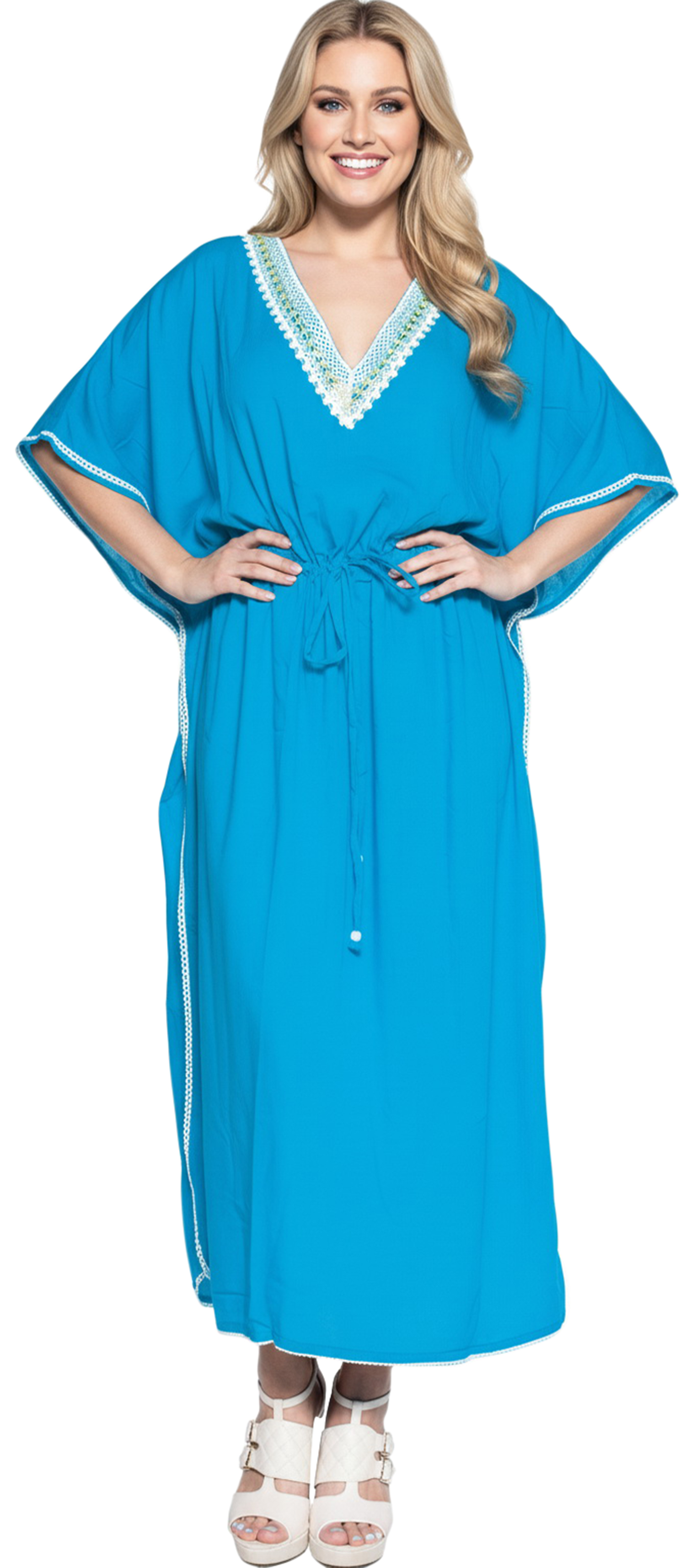 HAPPY BAY Women's Loungewear Loose Caftan Maxi Robe Flowy Home Wear 3X ...