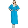 thumbnail image 1 of HAPPY BAY Women's Loungewear Loose Caftan Maxi Robe Flowy Home Wear 3X-4X Turquoise_AA73, 1 of 3