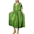 thumbnail image 1 of HAPPY BAY Women's Loungewear Oversize Caftan Maxi Boho Nightwear 2X-3X Green_AC660, 1 of 6