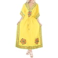 thumbnail image 1 of HAPPY BAY Women's Loungewear Plus Size Caftan Maxi Mumu Slit Dresses 2X-3X Yellow, Embroidered, 1 of 5
