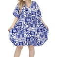 thumbnail image 1 of HAPPY BAY Women's Loungewear Relaxed Fit Caftan Mini Casual Sundress 2X-3X Azure, Hawaiian, 1 of 5