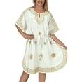 thumbnail image 1 of HAPPY BAY Women's Loungewear Solid Casual Relaxed Caftan Knee Length Cover Up Dresses for Women 2X-3X Floral, Off-White, 1 of 5