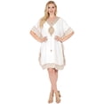 thumbnail image 1 of HAPPY BAY Women's Mini Vacation Cover-Up Bikini Casual Summer Beachwear Short Sleeve Caftan for Women Coverup Tunic Dress 3X-4X White, Embroidery, 1 of 4