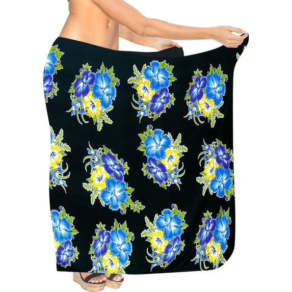HAPPY BAY Women's Multi Wear Beach Sarong Pareo Wrap Slit Skirt One Size Cerulean, Floral