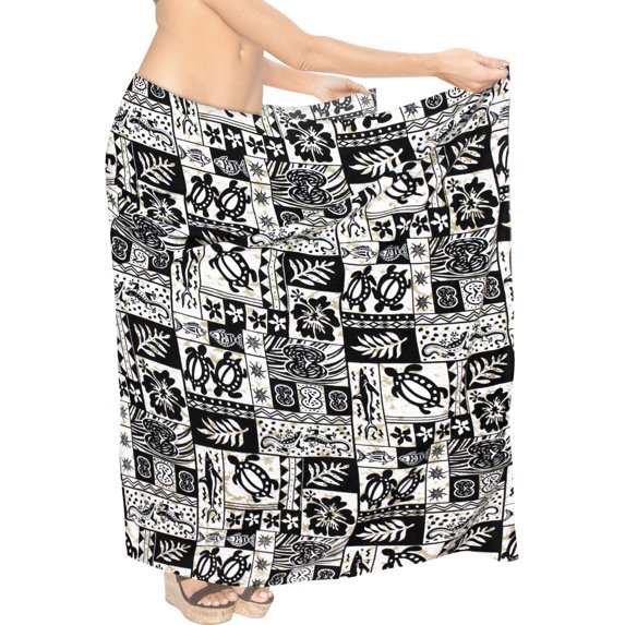 HAPPY BAY Women's Multi Wear Beach Sarong Pareo Wrap Slit Skirt One Size Midnight, Tropical