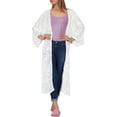 thumbnail image 1 of HAPPY BAY Women's Open Front Kimono Duster Cardigan Wrap Poncho 1X-2X White-Q449, 1 of 5