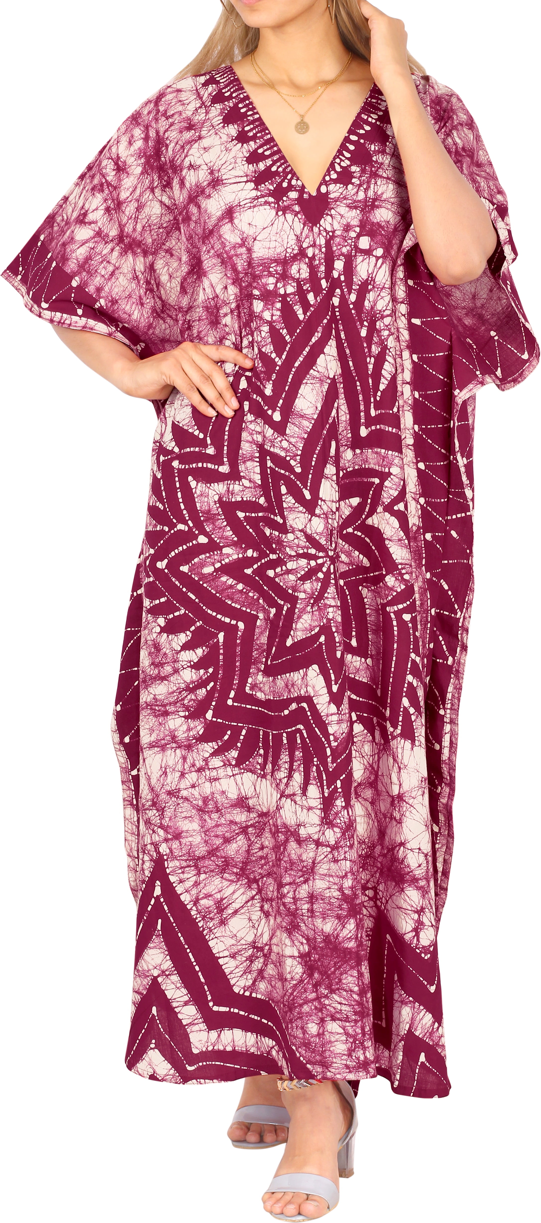 HAPPY BAY Women's Oversize Caftan Maxi Evening Gown Robe 2X3X Ruby