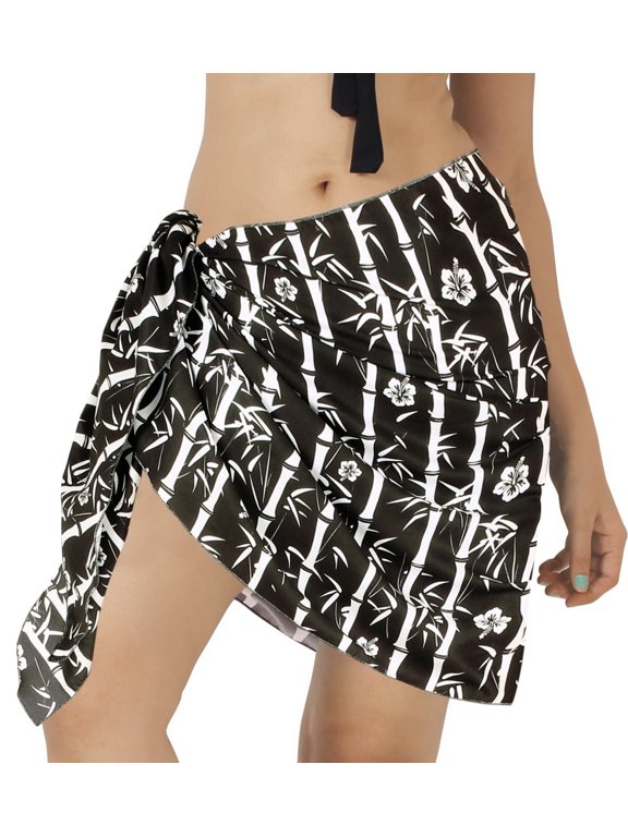 Women's Pareo Beach Wrap Swimsuit Bikini Sarong One Size Coal, Leaves