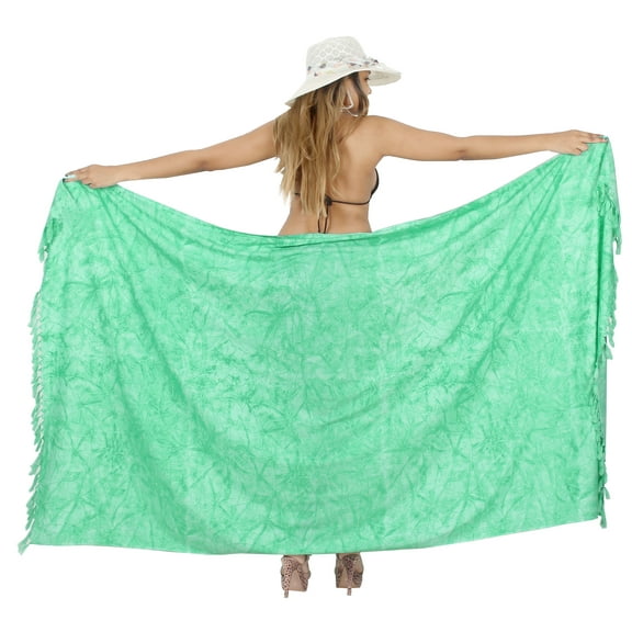 HAPPY BAY Women's Pareo Beachwear Summer Beach Cover Ups Sarongs Bathing Suit Long Women Swimwear Coverup for Women One Size Leaves, Green