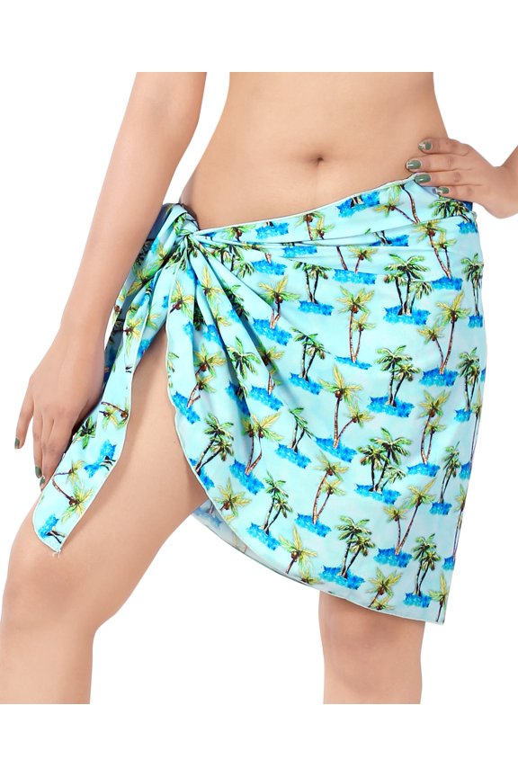 Women's Pareo Swimwear Bikini Beach Wrap Sarong One Size Blue, Palm Tree