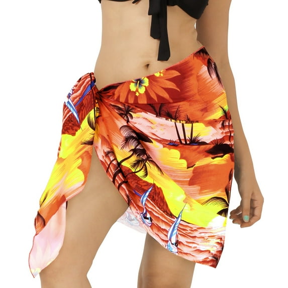 HAPPY BAY Women's Pareo Swimwear Bikini Beach Wrap Sarong One Size Cherry, Palm Tree