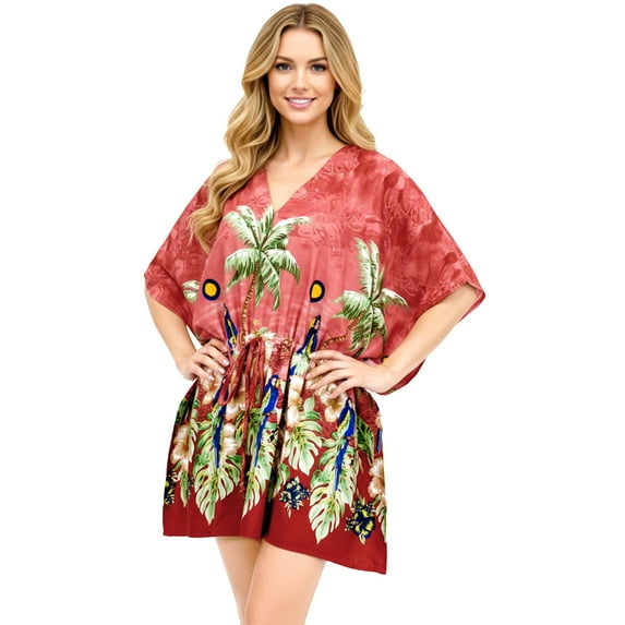 HAPPY BAY Women's Plus Size Beach Wear Swimsuit Swimwear Cover-up 3X-4X Tart, Parrot