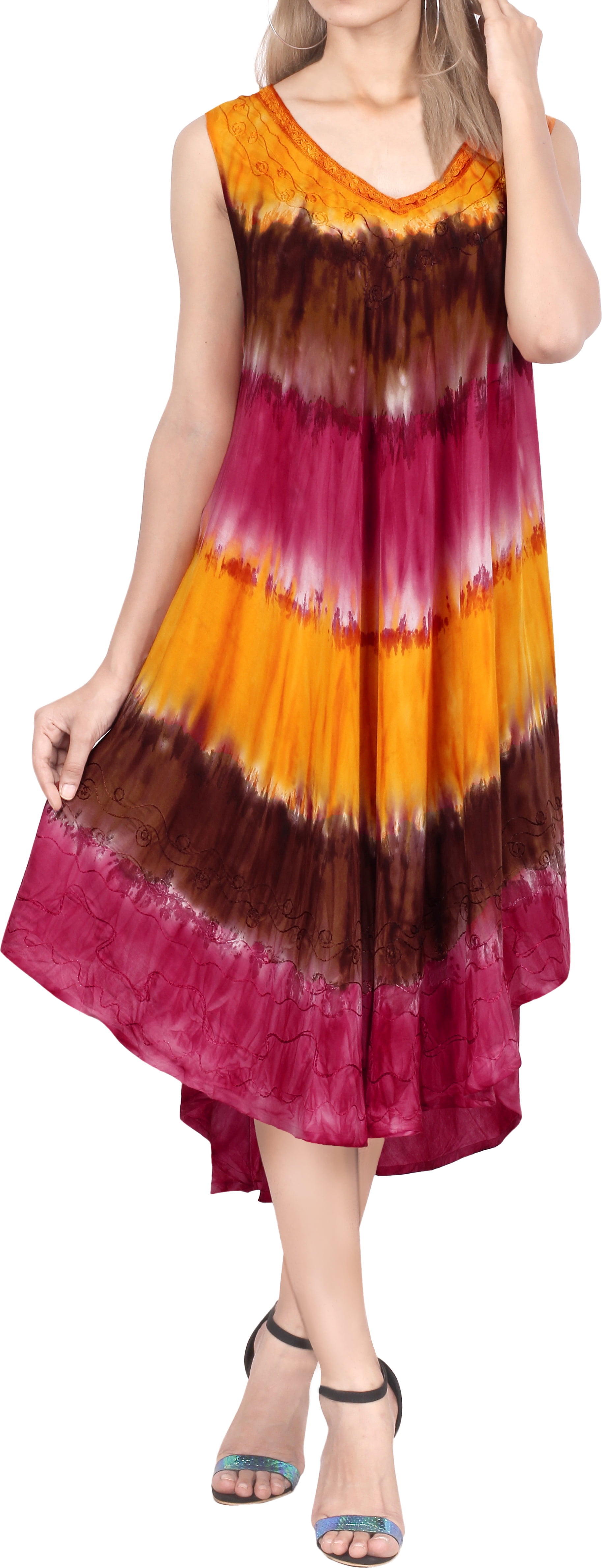 HAPPY BAY Women's Plus Size Fashion House Wear Dresses LXL Nutmeg, Tie