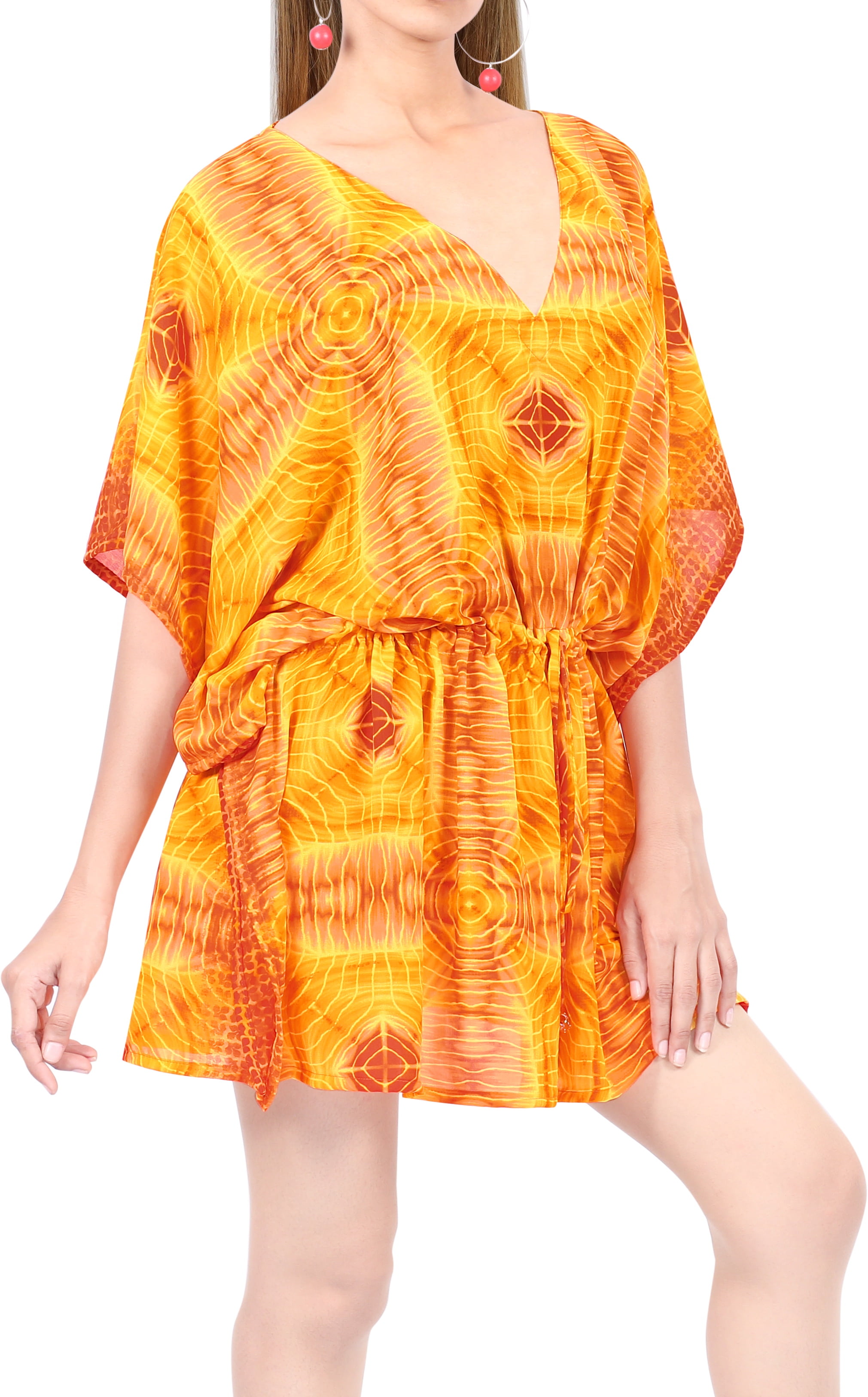 Happy Bay Womens Plus Size Flowy Swimsuit Cover Ups 3x 4x Orange Ac2