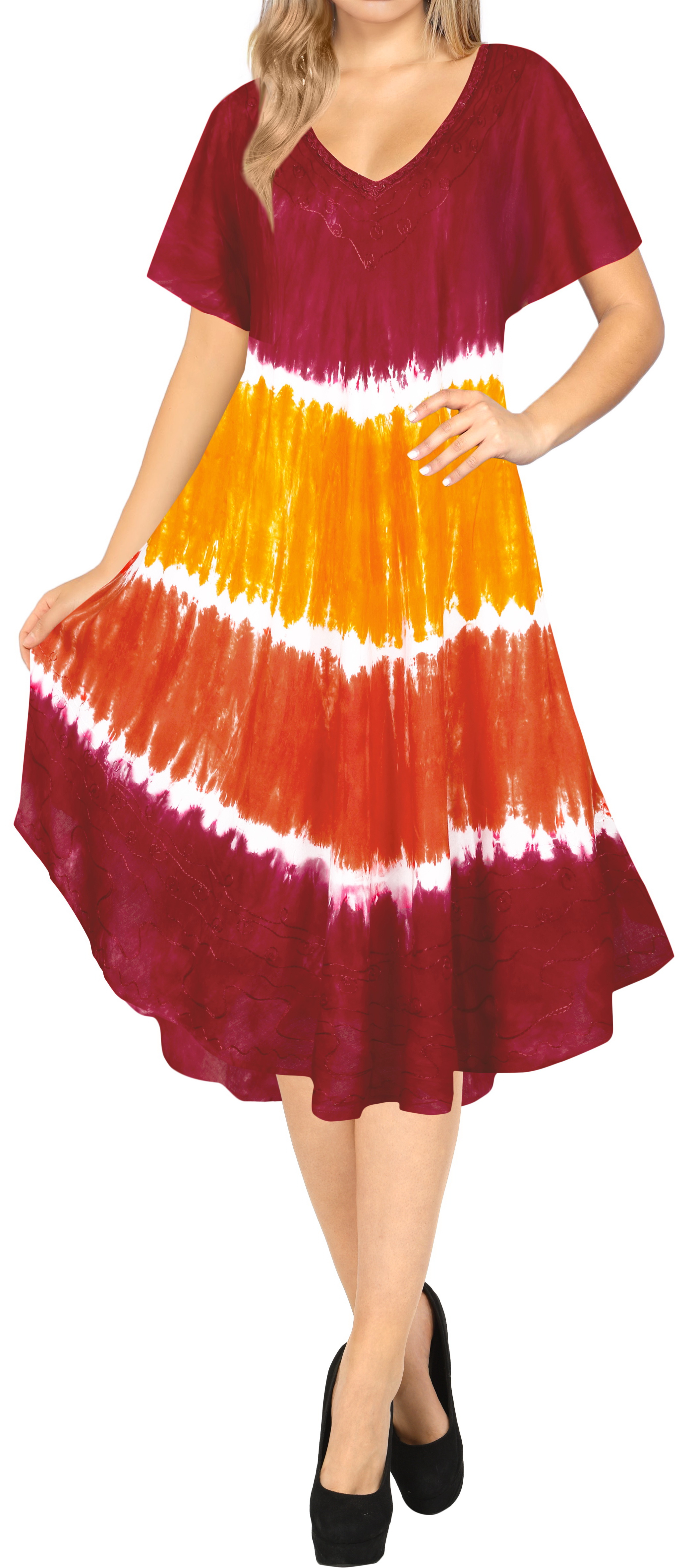 HAPPY BAY Women's Plus Size Simple House Wear Dresses LXL MaroonAC977