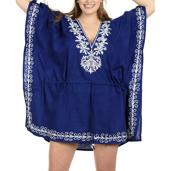HAPPY BAY Women's Plus Size Summer Swimsuit Cover Ups 3X-4X Mary Blue-I166