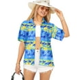 thumbnail image 1 of HAPPY BAY Women's Relaxed Fit Beach Blouses Holidays Short Sleeve Vacation Hawaiian Shirt Button Down Dressy Shirts For Women XL Aloha, Blue, 1 of 5