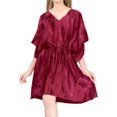 thumbnail image 1 of HAPPY BAY Women's Relaxed Fit Caftan Short Loungewear 2X-3X Plum-AC850, 1 of 4