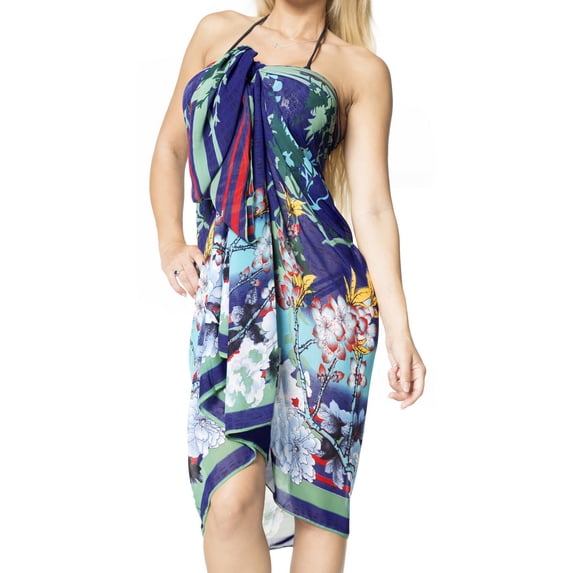 HAPPY BAY Women's Sarong Bikini Skirt Cover up Swimsuit Summer Wraps Bathing suit Swimwear Beach Wrap Skirts for Women One Size Lapis, Allover