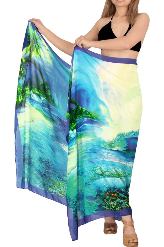 Women's Sarong Bikini Wraps Cover up Skirt Wrap Bathing suit Swimwear Swimsuit Beach Coverup for Women One Size Tidal Wave, Beach