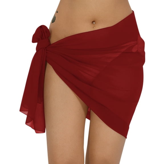 HAPPY BAY Women's Sarong Coverups Swimsuit Swim Cover up Short Women's Beachwear Summer Pool Beach Wraps Skirt Swimwear Bikini Cover-ups One Size Plain, Maroon