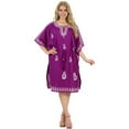 thumbnail image 1 of HAPPY BAY Women's Short Sleeve Beachwear Summer Casual Bikini Cover-Up Vacation Mini Cover Ups for Swimwear Women Dress 2X-3X Mauve, Paisley, 1 of 5