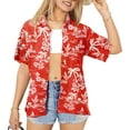 thumbnail image 1 of HAPPY BAY Women's Short-Sleeve Summer Blouses Fashion Beach Bohemian Party Vacation Relaxed Fit Button Down Hawaiian Shirt L Hibiscus, Red, 1 of 5