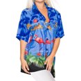 thumbnail image 1 of HAPPY BAY Women's Short-Sleeve Summer Blouses Fashion Beach Bohemian Party Vacation Relaxed Fit Button Down Hawaiian Shirt XXL Sapphire, Blue Flamingo, 1 of 3