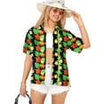 thumbnail image 1 of HAPPY BAY Women's Shortsleeve Shirt Top Summer Hawaiian Outwear XXL Tropical, Black, 1 of 5
