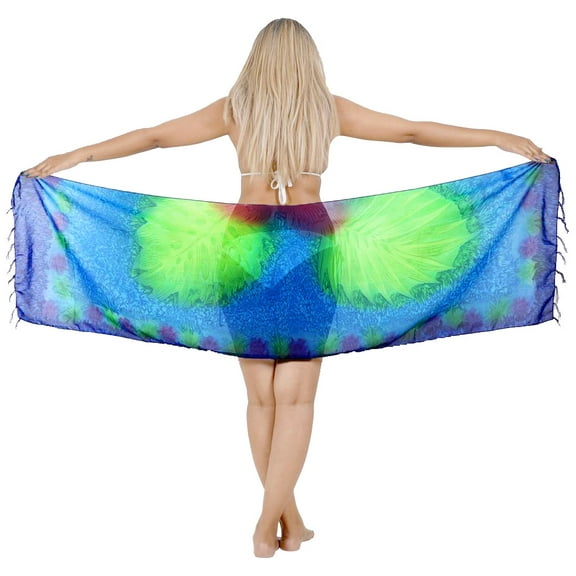 HAPPY BAY Women's Skirt Bathing Suit Cover-Up Beach Dress Summer Short Bikini Pareos Sarong Wraps Vacation Beachwear for Women One Size Leaves, Blue