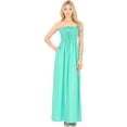thumbnail image 1 of HAPPY BAY Women's Solid Smocked Top Maxi Evening Slit Dress Casual Strapless Tube Dresses for Women One Size Shamrock Forest, Solid, 1 of 5