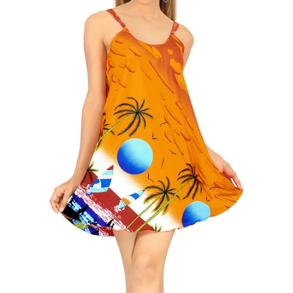 HAPPY BAY Women's Spaghetti Strap Nightgown Slip Dress 00 Orange-AC969