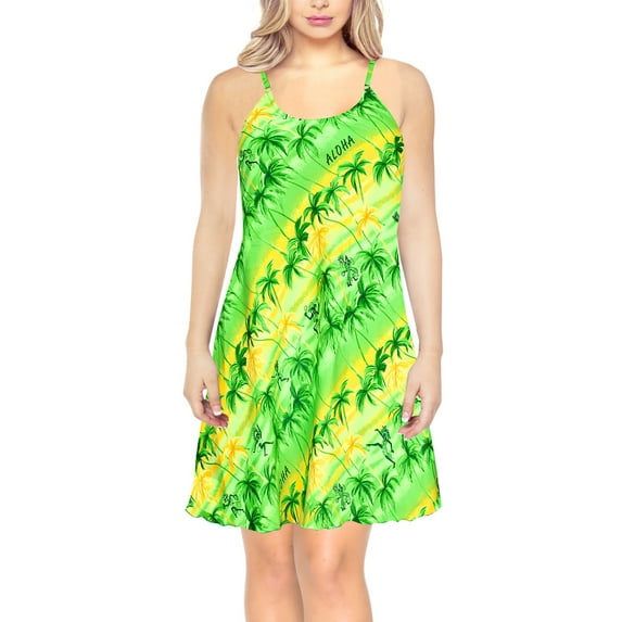 HAPPY BAY Women's Spaghetti Strap Nightgown Slip Dress 2-4 Lime-AC963