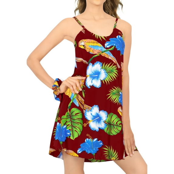 HAPPY BAY Women's Spaghetti Strap Nightshirts Slip Nighty 10-12 Maroon-AC32