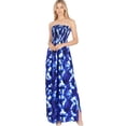 thumbnail image 1 of HAPPY BAY Women's Summer A-Line Maxi Smocked Top Slit Dress Long Beach Bohemian Strapless Tube Dresses for Women One Size Iris, Tie Dye, 1 of 3