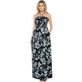 thumbnail image 1 of HAPPY BAY Women's Summer A-Line Maxi Smocked Top Slit Dress Long Beach Evening Strapless Tube Dresses for Women One Size Charcoal, Floral, 1 of 4