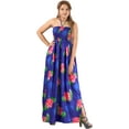 thumbnail image 1 of HAPPY BAY Women's Summer A-Line Maxi Smocked Top Slit Dress Long Beach Evening Strapless Tube Dresses for Women One Size Royal, Floral, 1 of 5