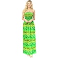 thumbnail image 1 of HAPPY BAY Women's Summer A-Line Slit Maxi Beach Dress Boho Smocked Top Evening Long Strapless Tube Dresses for Women One Size Lime, Palm Trees, 1 of 2