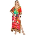 thumbnail image 1 of HAPPY BAY Women's Summer African Beach Maxi Caftan Casual Slit Dress Loungewear Dashiki Dresses for Women 2X-3X Red Scarlet, Blossom, 1 of 5